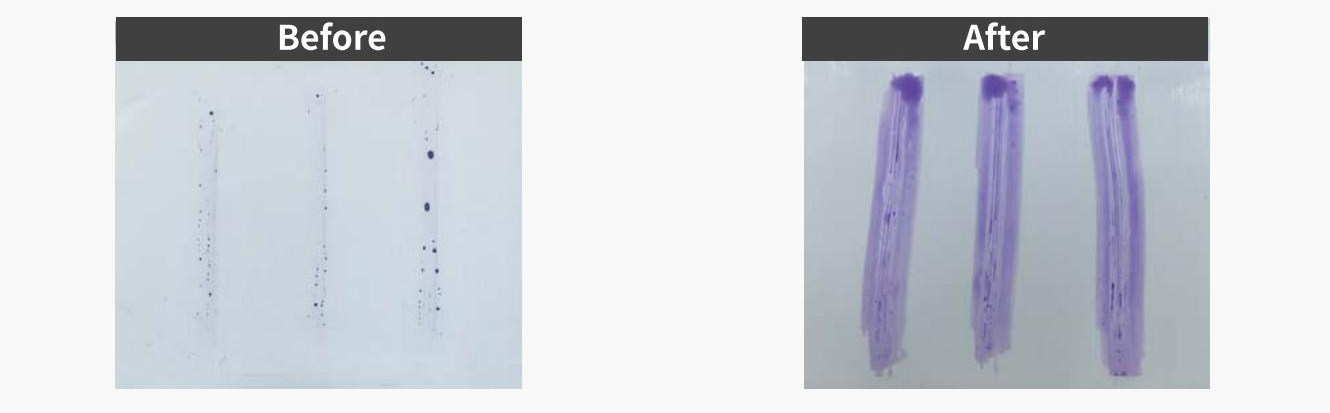 PTFE等離子處理前后達(dá)因值對比