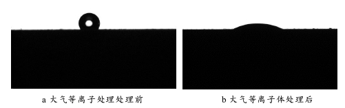 大氣等離子體處理前后發(fā)泡PVC板表面接觸角 